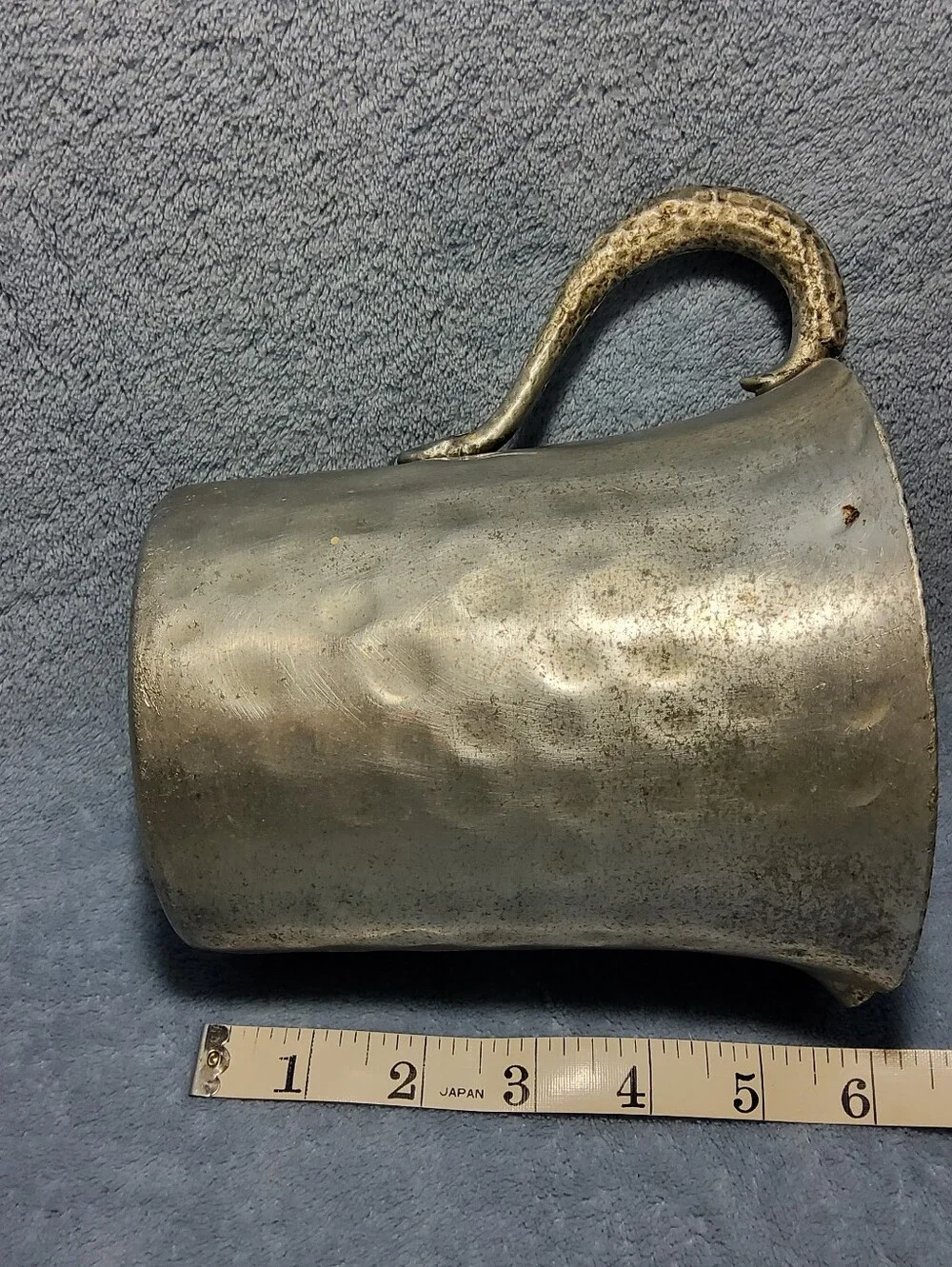 Vintage Canterbury Art Hammered Aluminum Water Pitcher W_ Handle 6